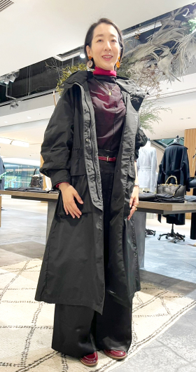 ロングアウターとワイドパンツを使ったハンサムコーデ